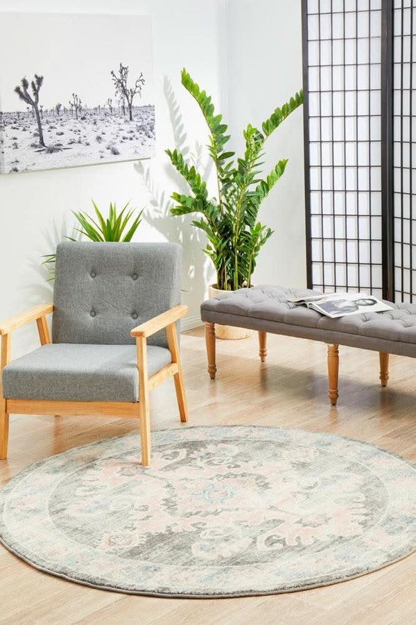 VIBE 701 Grey Round Rug