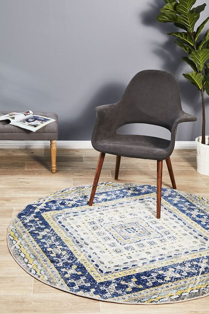 TALIA 203 Navy  Round Rug
