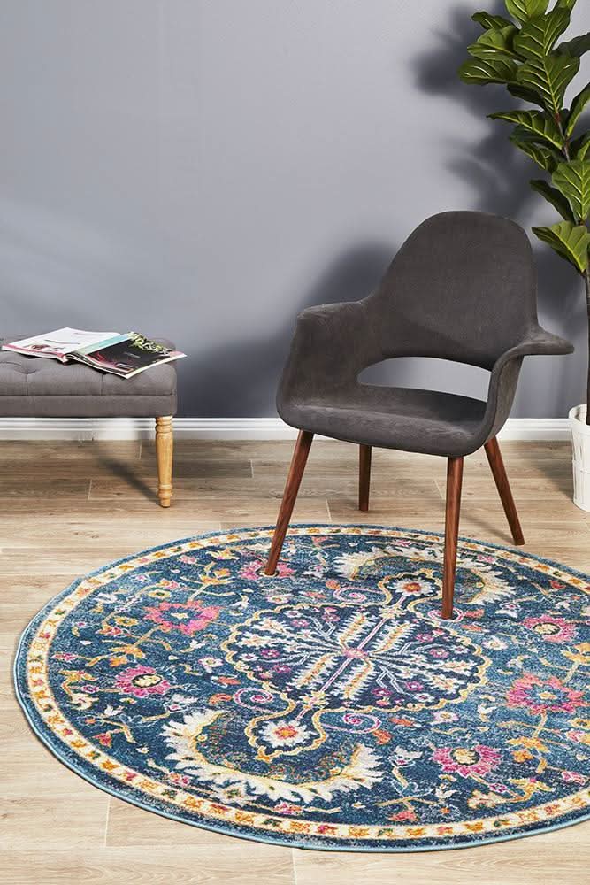 TALIA 209 Navy  Round Rug