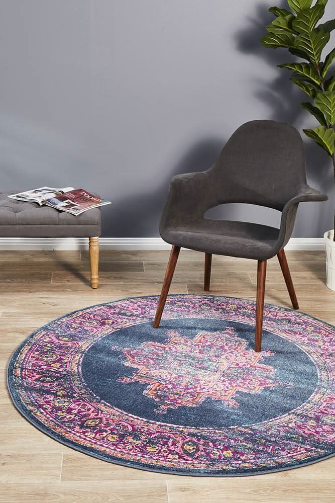 TALIA 211 Navy  Round Rug