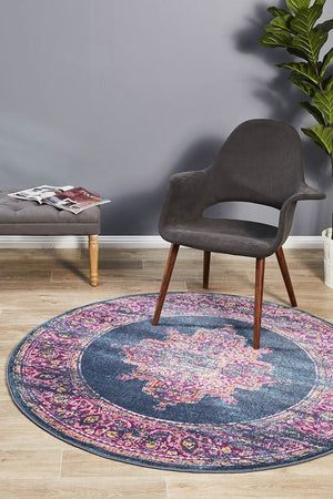 TALIA 211 Navy  Round Rug