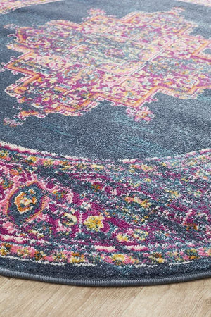 TALIA 211 Navy  Round Rug