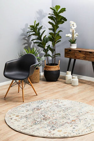 NILA 911 Silver Round Rug