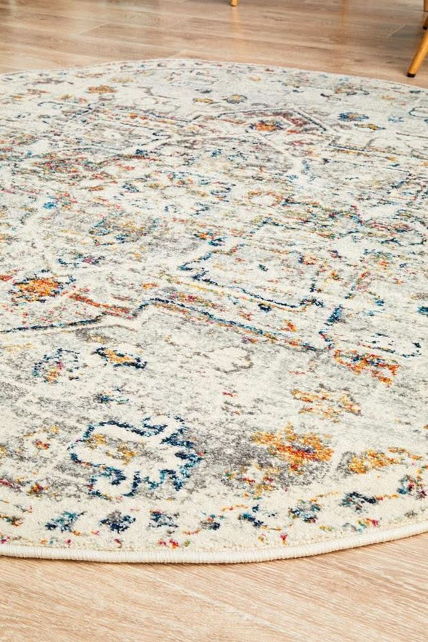 NILA 911 Silver Round Rug