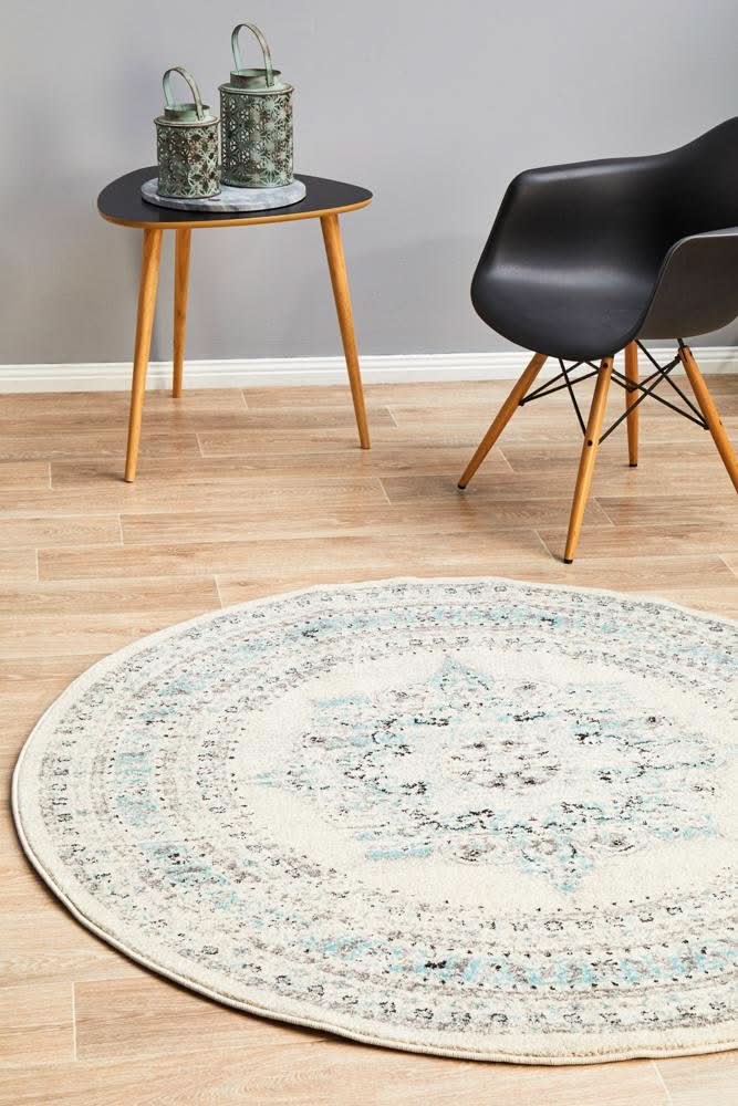 NILA 922 White Round Rug
