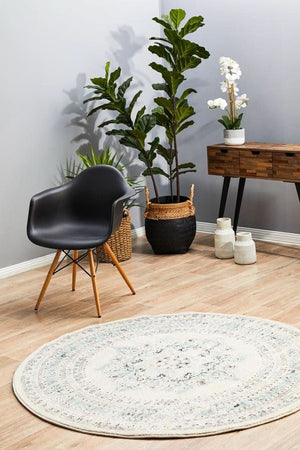 NILA 922 White Round Rug