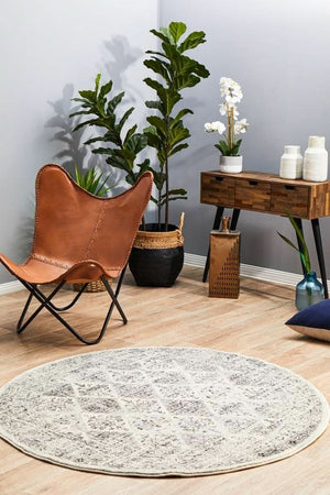 NILA 999 Grey Round Rug