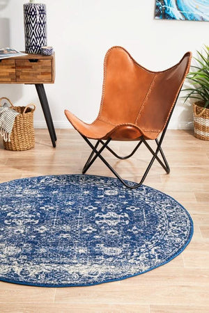 ENVI Oasis Navy Transitional Round Rug