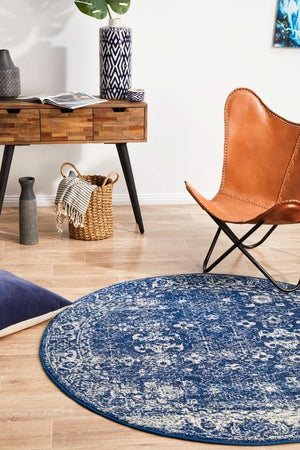 ENVI Oasis Navy Transitional Round Rug