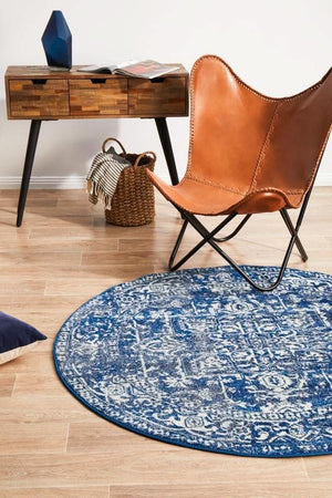 ENVI Contrast Navy Transitional Round Rug