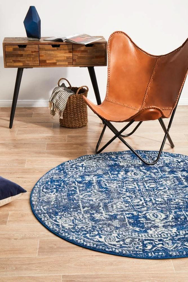 ENVI Contrast Navy Transitional Round Rug