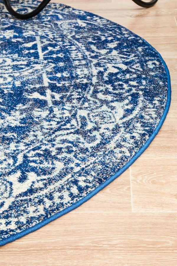 ENVI Contrast Navy Transitional Round Rug
