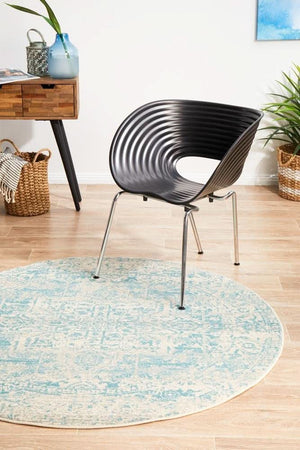 ENVI Glacier White Blue Transitional Round Rug