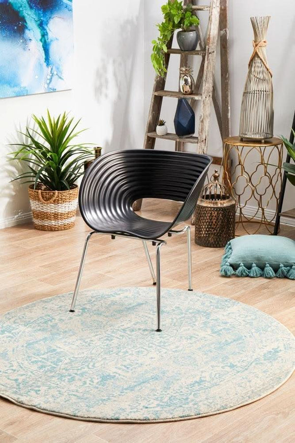 ENVI Glacier White Blue Transitional Round Rug