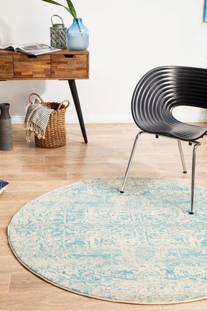 ENVI Glacier White Blue Transitional Round Rug