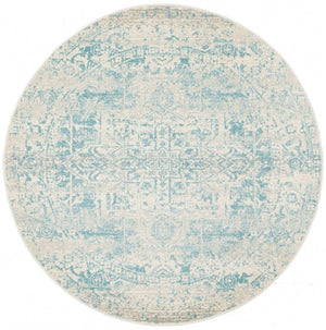 ENVI Glacier White Blue Transitional Round Rug
