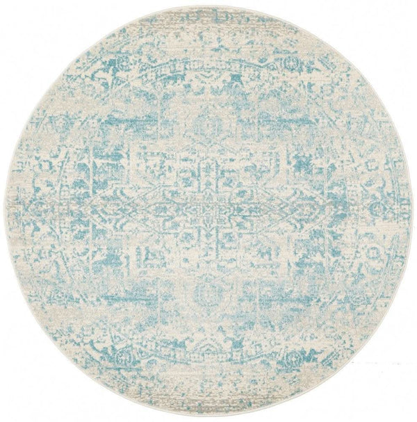 ENVI Glacier White Blue Transitional Round Rug