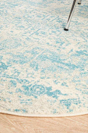 ENVI Glacier White Blue Transitional Round Rug
