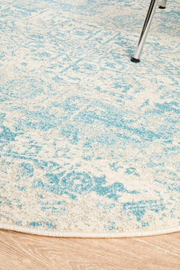 ENVI Glacier White Blue Transitional Round Rug