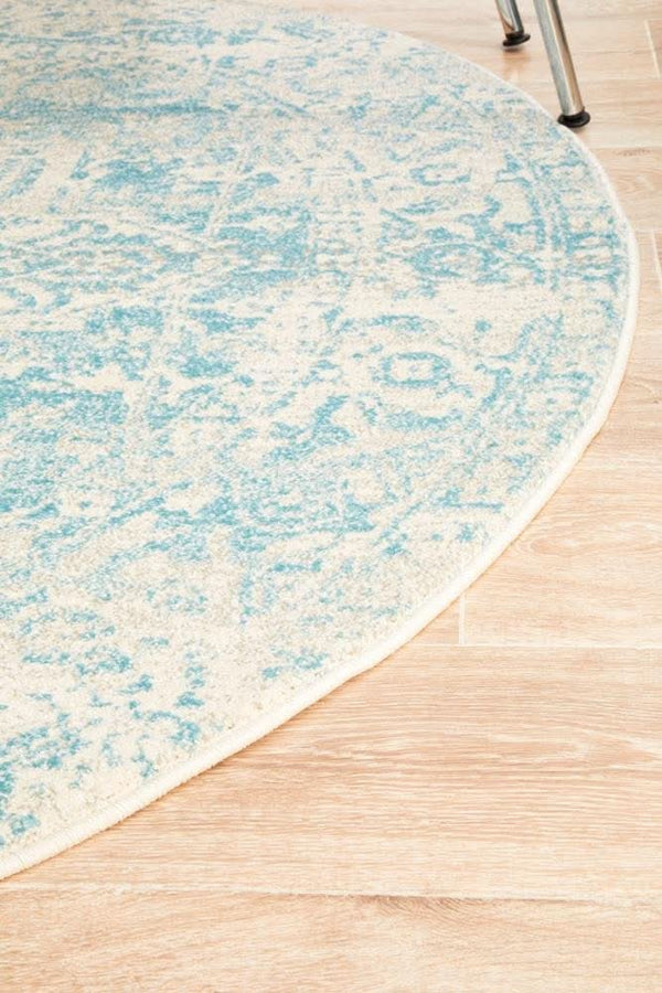 ENVI Glacier White Blue Transitional Round Rug