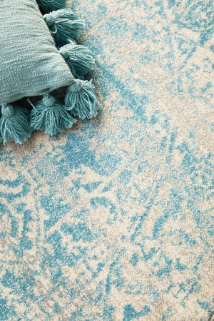 ENVI Glacier White Blue Transitional Round Rug