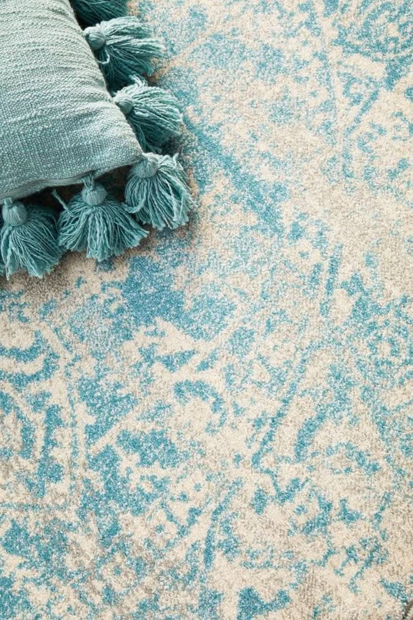 ENVI Glacier White Blue Transitional Round Rug