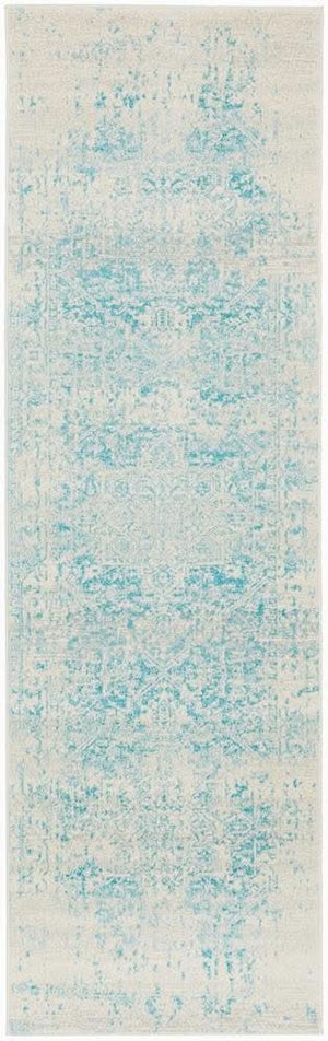 ENVI Glacier White Blue Transitional Runner Rug