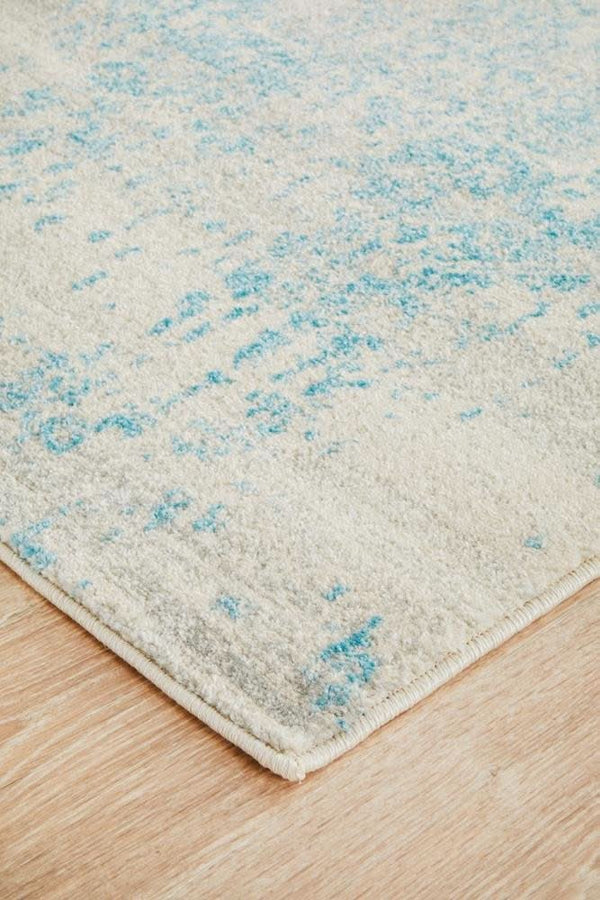 ENVI Glacier White Blue Transitional Runner Rug