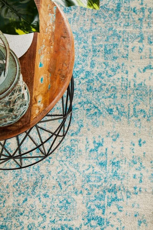 ENVI Glacier White Blue Transitional Runner Rug