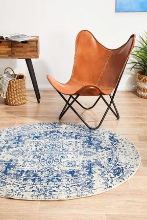 ENVI Horizon White Navy Transitional Round Rug
