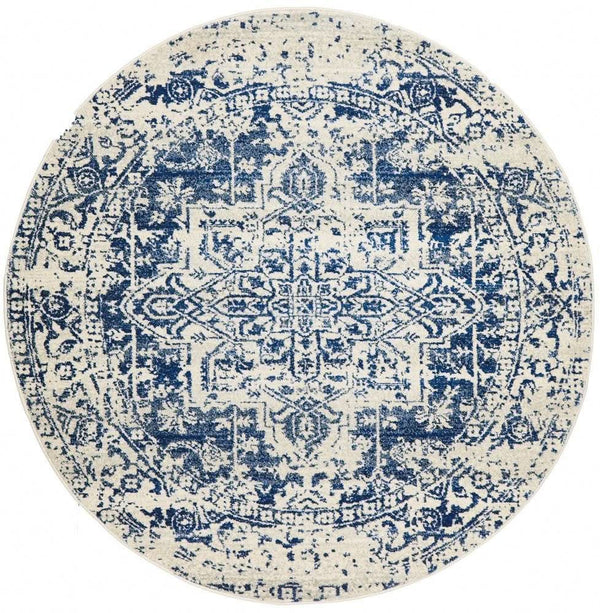 ENVI Horizon White Navy Transitional Round Rug
