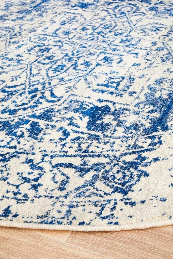 ENVI Horizon White Navy Transitional Round Rug