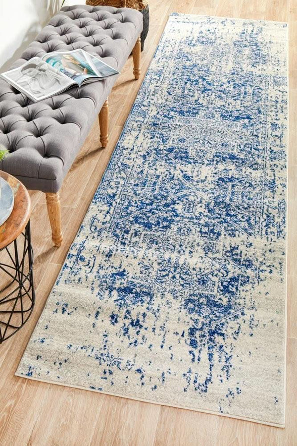 ENVI Horizon White Navy Transitional Runner Rug