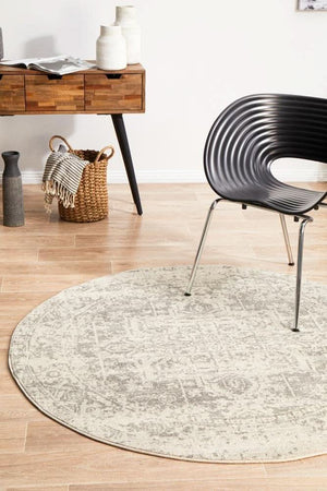 ENVI Dream White Silver Transitional Round Rug