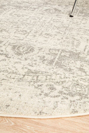 ENVI Dream White Silver Transitional Round Rug