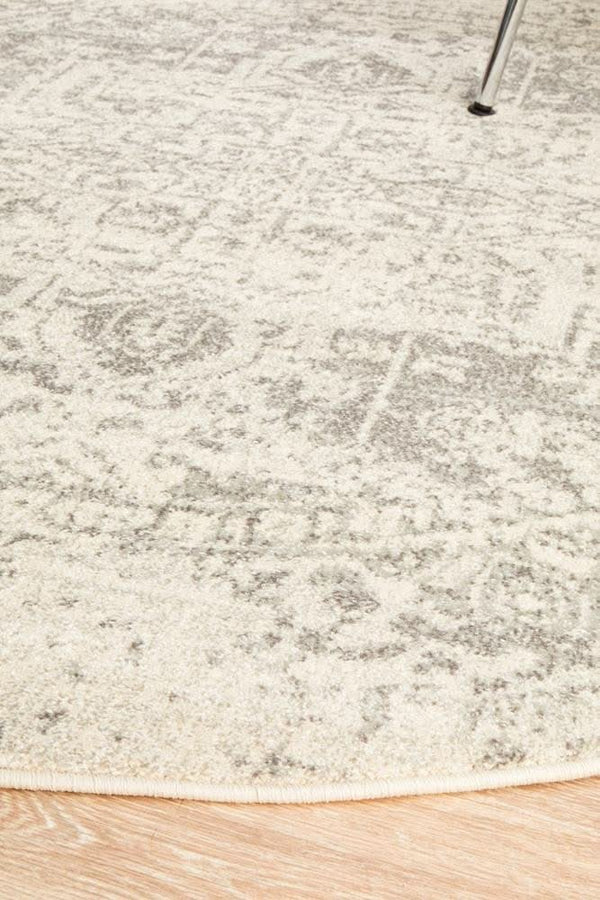 ENVI Dream White Silver Transitional Round Rug