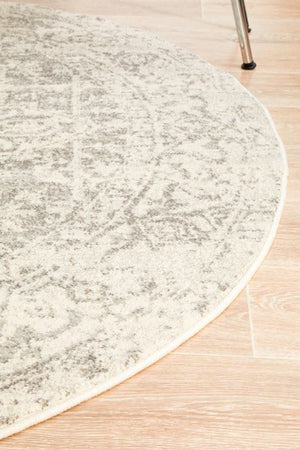 ENVI Dream White Silver Transitional Round Rug