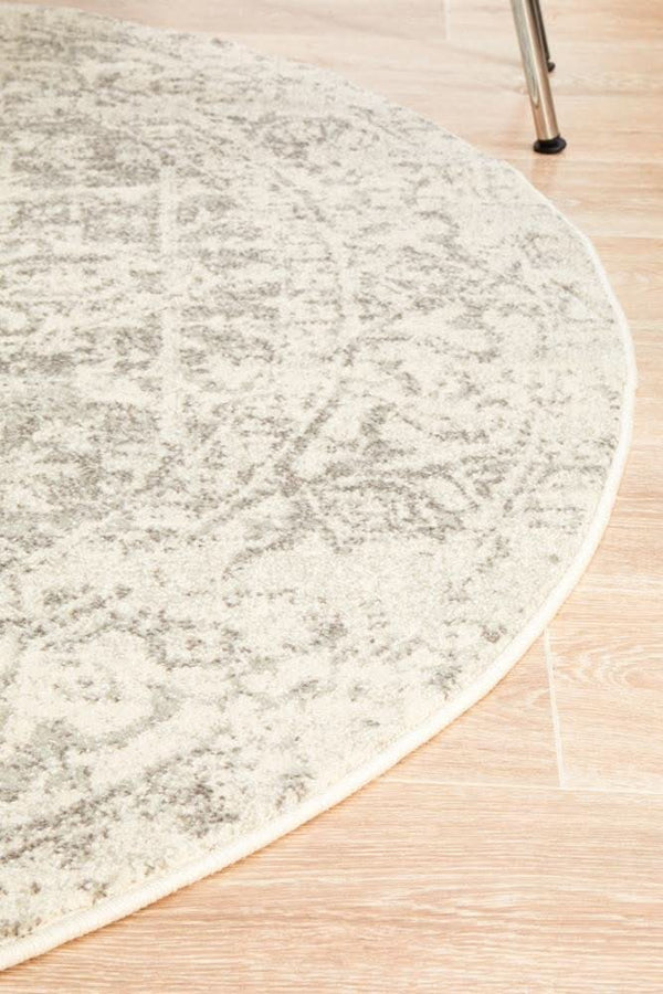 ENVI Dream White Silver Transitional Round Rug