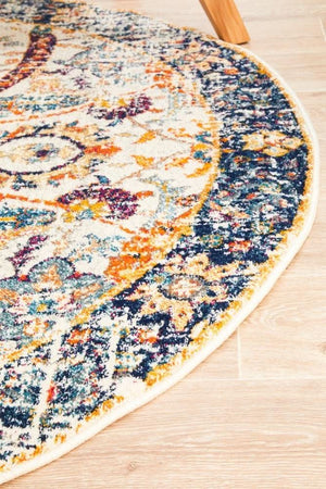 ENVI Peacock Ivory Transitional Round Rug