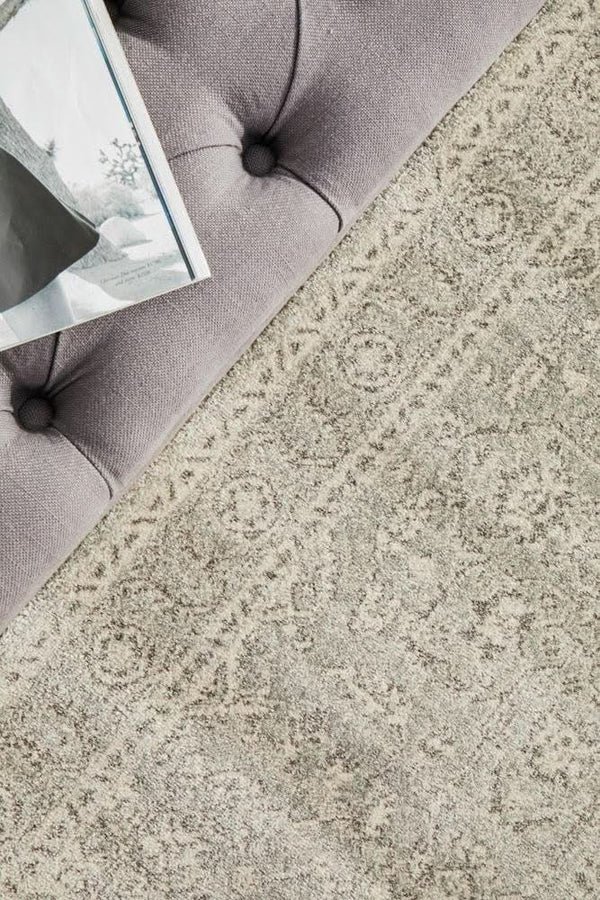 ENVI Silver Flower Transitional Runner Rug