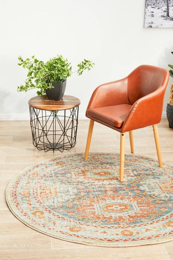 CHARM 853 Blue Round Rug