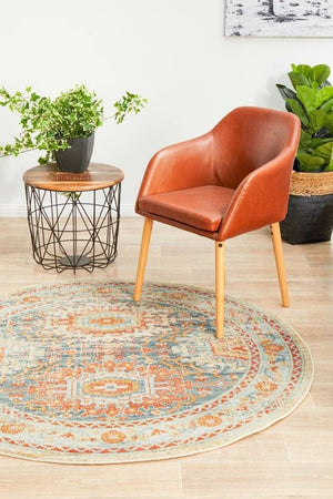CHARM 853 Blue Round Rug