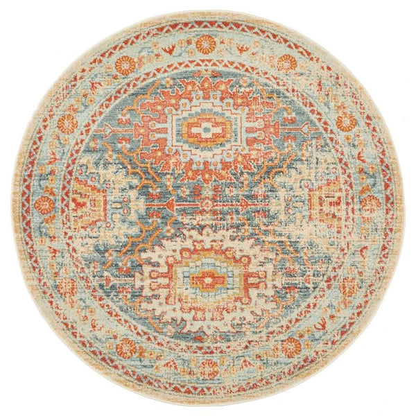 CHARM 853 Blue Round Rug
