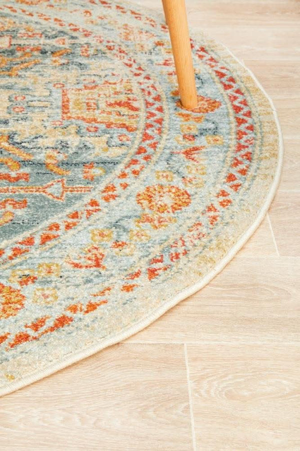 CHARM 853 Blue Round Rug