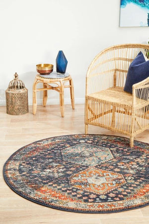 CHARM 854 Navy Round Rug