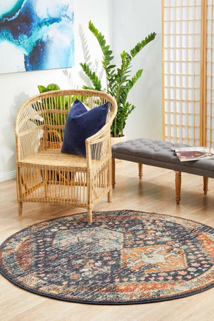 CHARM 854 Navy Round Rug