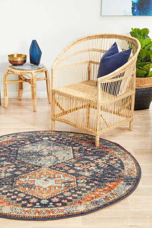 CHARM 854 Navy Round Rug