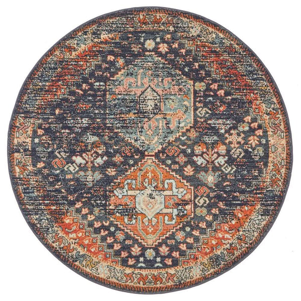 CHARM 854 Navy Round Rug