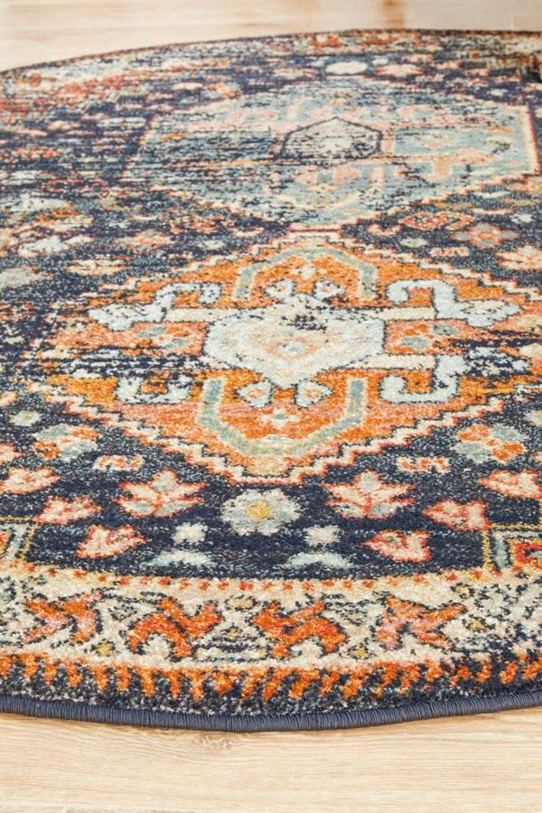 CHARM 854 Navy Round Rug