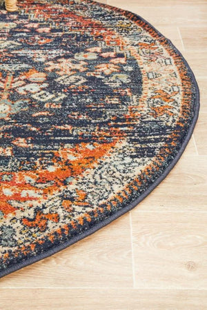 CHARM 854 Navy Round Rug